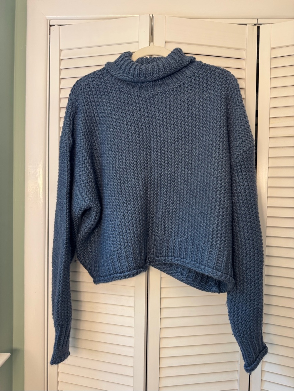 Petal & Pup Dusty Blue Chunky Turtleneck Sweater